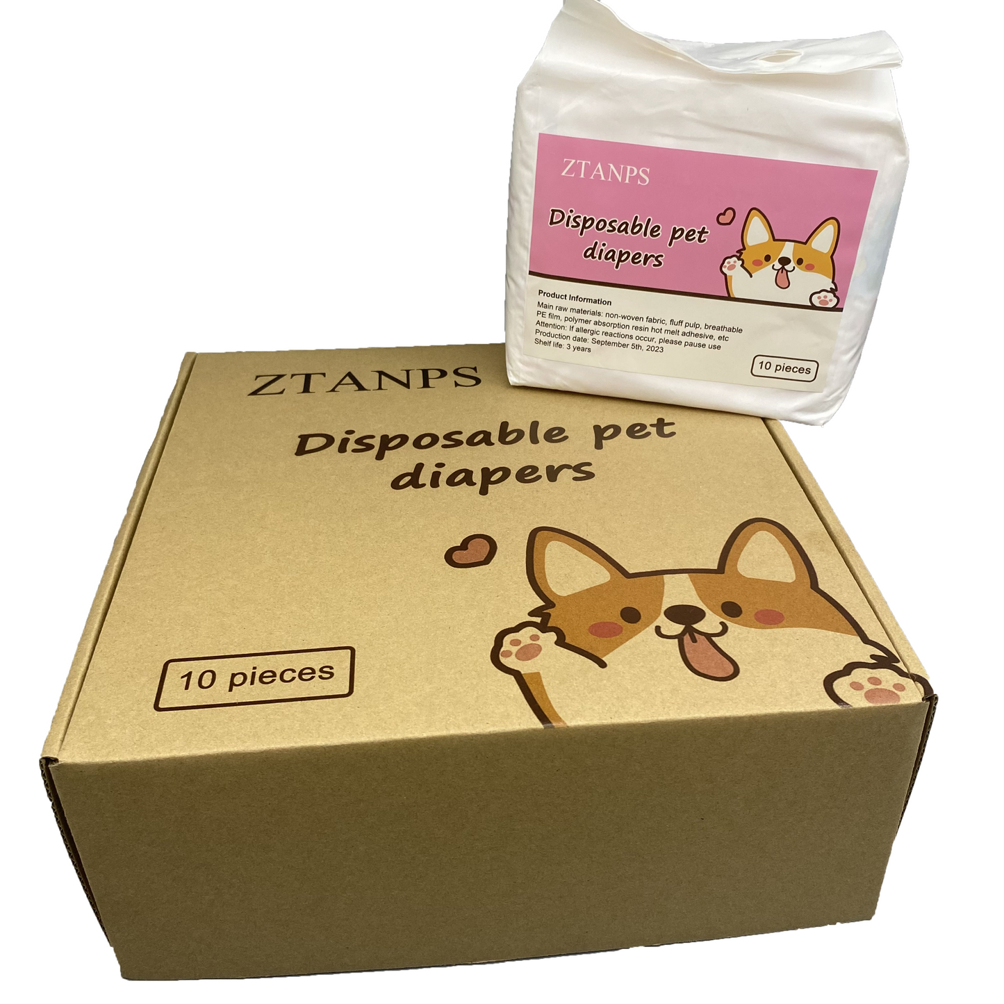 ZTANPS Disposable Pet Diapers 10pcs Pet Diapers Diapers for Dogs in Heat, Excitable Urination, or Incontinence