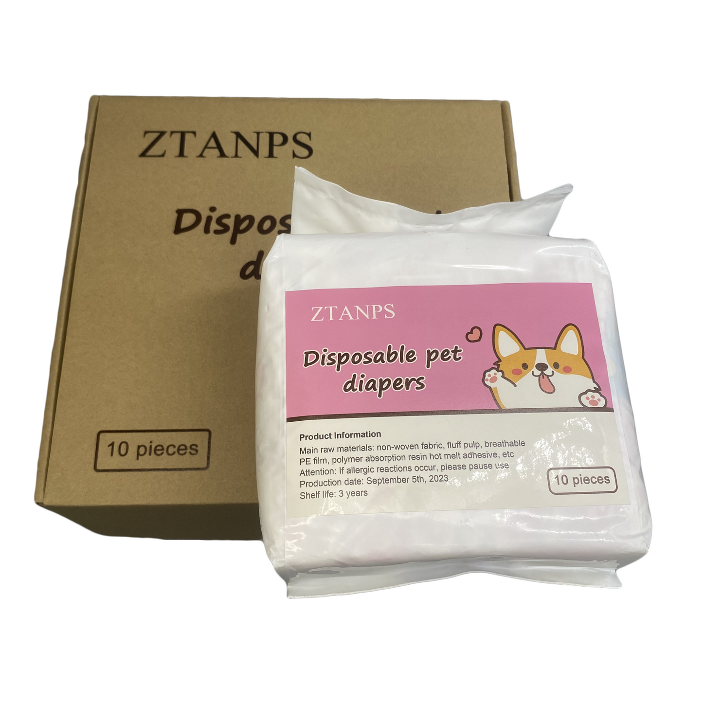 ZTANPS Disposable Pet Diapers 10pcs Pet Diapers Diapers for Dogs in Heat, Excitable Urination, or Incontinence